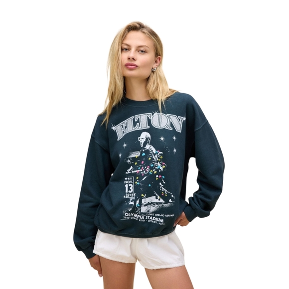 Daydreamer Elton John Olympia Stadium BF Sweatshirt Vintage Black Small NWOT